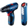 Bosch GSR 120-LI 2× 2 Ah + svietidlo GLI 12 V – 300 0.601.9G8.004