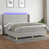 Posteľ boxsping s matracom a LED bledosivá 200x200 cm látka-ForU-3138981