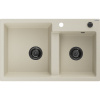 Mexen Tomas, granitový drez 800x500x190 mm, 2-komorový, béžová s čiernym sifónom, 6516802000-69-B