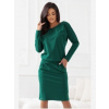 Numoco 189-13 Mikina šaty s dlhým rukávom a vreckami – pohodlný strih so zadným výstrihom – zelené