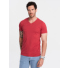 Ombre BASIC men's classic cotton tee-shirt with a crew neckline - red melange fuchsiová XL Ombre 5902228939801