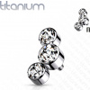 Titánová koncovka pre šperky s vnútorným závitom s tromi Swarovski zirkónmi Farba: číra
