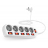 Kabel CONNECT IT prodlužovací přívod 230V 2m, 5 zásuvek s vypínači, bílý