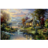 NORIMPEX Diamantové maľovanie Horská chata pri jazere 30 x 40 cm