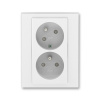 Zásuvka dvojnásobná bezšroubová, s clonkami, pootočená, 5513H-C02357 01, ABB, Levit®, bílá / ledová bílá (ABB, Levit®, bílá / ledová bílá)