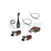Sada 4-sekciový hydraulický rozdeľovač Galtech 60L/min + 2x elektromagnetickýventil 6/2 + joystick s dvoma tlačidlami + dva lanovody