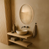 Valovič Woodworking Okrúhle zrkadlo v drevenom ráme Advanced Odtieň: Orech, Priemer: 170, LED: Teplá biela