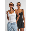 Ladies Wide Neck Rib Top 2-Pack - black+white XS