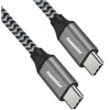 PREMIUMCORD Kabel USB-C M/M, 100W 20V/5A 480Mbps bavlněný oplet, 0,5m ku31cw05