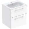 GEBERIT Selnova Square závesná skrinka s umývadlom s úzkym okrajom (s otvorom/s prepadom), 2 zásuvky, 600 x 480 x 652 mm, biela/lakovaná s vysokým leskom, 501.236.00.1