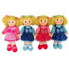 Teddies Panenka látková v šatech 40cm modrá se srdíčky