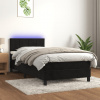 vidaXL Posteľ boxsping s matracom a LED čierna 90x190 cm zamat 3134377