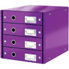 Zásuvkový box LEITZ Click & Store WOW, 4dielny, purpurový (60490062)