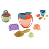 Teddies Sada na písek - kbelík, lopatka, hrabičky, 3 formičky - 3 barvy