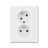 Zásuvka dvojnásobná bezšroubová, s clonkami, pootočená, 5513H-C02357 03, ABB, Levit®, bílá / bílá (ABB, Levit®, bílá / bílá)