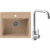 Set Alveus (dřez Atrox 30 Beige 55 + baterie Angle Kartáčovaná ocel) SETA22128