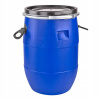 Barel / plastový sud s vekom so širokým hrdlom a úchytmi 60 L, modrý