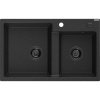 Mexen Tomas, granitový drez 800x500x190 mm, 2-komorový, čierna-strieborná metalíza s čiernym sifónom, 6516802000-73-B