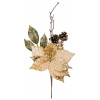 Vetvička MagicHome Vianoce, s kvetom poinsettia, zlatá, 34 cm