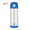 Thermos Detská termoska so slamkou 470 ml - modrá/strieborná