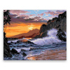 Maľovanie podľa čísel - Západ slnka nad rozbúreným morom - 50x40 cm, bez dřevěného rámu - výroba CZ