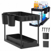 Organizér pod umývadlo Likado čierny plastový 2 police 46x23x33 cm