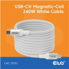 Club 3D Club3D Kabel magnetický USB-C, 240W PD3.1, 480 Mbps, 2m, bílá