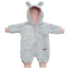 Luxusný detský zimný overal New Baby Teddy bear šedo ružový - Sivá - 62 (3–6m)