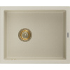 Mexen Pedro granitový drez 1-komorový 560 x 460 mm, béžový, zlatý sifón - 6508561000-69-G