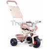 Trojkolka Be Fun Comfort Tricycle Pink Smoby s dvojitou vodiacou tyčou a taškou od 10 mes