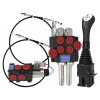 Sada 2-sekciový hydraulický rozdeľovač 80L/min + elektomagnetický ventil 6/2 + joystick s tlačidlom + dva lanovody