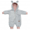 Luxusný detský zimný overal New Baby Teddy bear šedo ružový - 68 (4-6m)