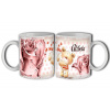 Hrnček s menom Alžbeta | Ružové ruže & roztomilý medvedík