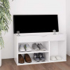 zahrada-XL Lavica na topánky+podložka, biela 80x30x47 cm, kompozitné drevo 326759