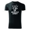 DRAGOWA fitness tričko muscle army team, čierna 180g/m2 - XL