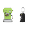Ascaso Dream PID, Fresh Pistachio + Eureka Helios 75, black