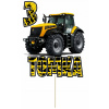 Topper TRAKTOR MENO piker dekorácia torta ŽLTÁ