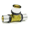 PipeTec Mosadzná lisovacia spojka T 16x2 / 20x2 / 16x2 mm TH