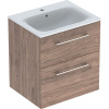 GEBERIT Selnova Square závesná skrinka s umývadlom s úzkym okrajom (s otvorom/s prepadom), 2 zásuvky, 600 x 480 x 652 mm, orech hickory/melamín s drevenou štruktúrou, 501.238.00.1