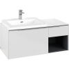 VILLEROY & BOCH Subway 3.0 závesná skrinka pod umývadlo (umývadlo vľavo), 2 zásuvky + regálový prvok, s LED osvetlením, 1001 x 516 x 422,5 mm, Brilliant White, C572L0VE