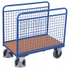 Variofit Plošinový vozík s dvoma mrežovými stenami, Variofit, ložná plocha 106 x 64 cm, do 500 kg, modrá/antracit Farba: modrá RAL5010