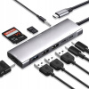 HUB 9v1 USB-C Adaptér Rozdeľovač HDMI 4k UHD Karta Micro SD 3x USB 3.0 PD