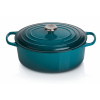 Le Creuset - Liatinový hrniec oválny s pokrievkou 31 cm/6,3 l modro - zelený