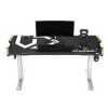 ULTRADESK Herný stôl FORCE SNOW - biely, 166x70 cm, 76.5 cm, s XXL podložkou pod myš, držiak slúchadiel aj nápojov, RGB podsvieten