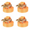 vidaXL Upínacie popruhy s račňou 4 ks, 1 tona, 6mx38mm, oranžové 142660