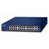 PLANET Technology Planet FGSD-2621P PoE switch, 24x100M + 1xGb + 1xSFP, PoE 802.3at 185W, extend mód 10Mb-250m