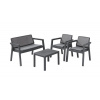 Set terasový Allibert EMILY graphite, stôl, 2x kreslo, 1x dvojkreslo, podušky.