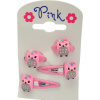 Pink - Veľká sada sponiek a gumičiek do vlasov Sova