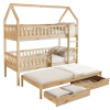 Kondela Montessori poschodová posteľ s prístelkou, prírodná, VENITA TYP 1