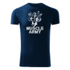 DRAGOWA fitness tričko muscle army team, modrá 180g/m2 - L